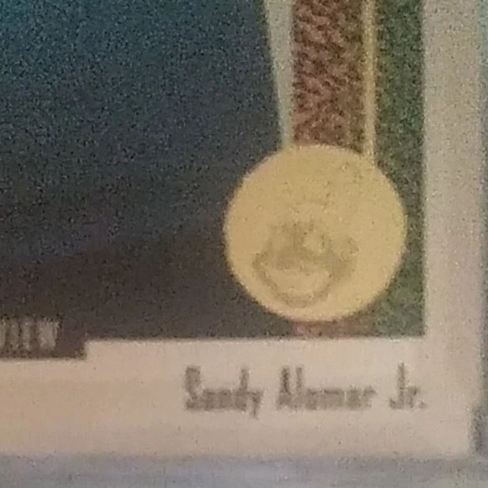Sandy Alomar Jr. Picture Plastic Framed Card An Indians Figuare. Liesened.